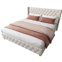 POLSTERBETT 180/200 cm Beige mit Lattenrost und Nietenverzierungen - Weiß, Textil (180/200cm) - OKWISH