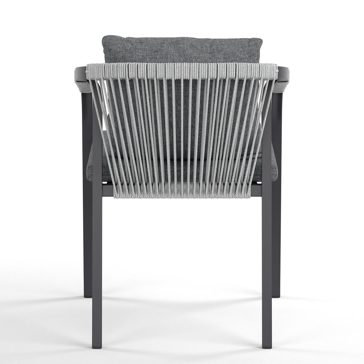 GARTENESSGRUPPE - 3-teilig - Aluminium / Olefin - Anthrazit / Grau - Schwarz/Grau, Holzwerkstoff/Kunststoff - home24