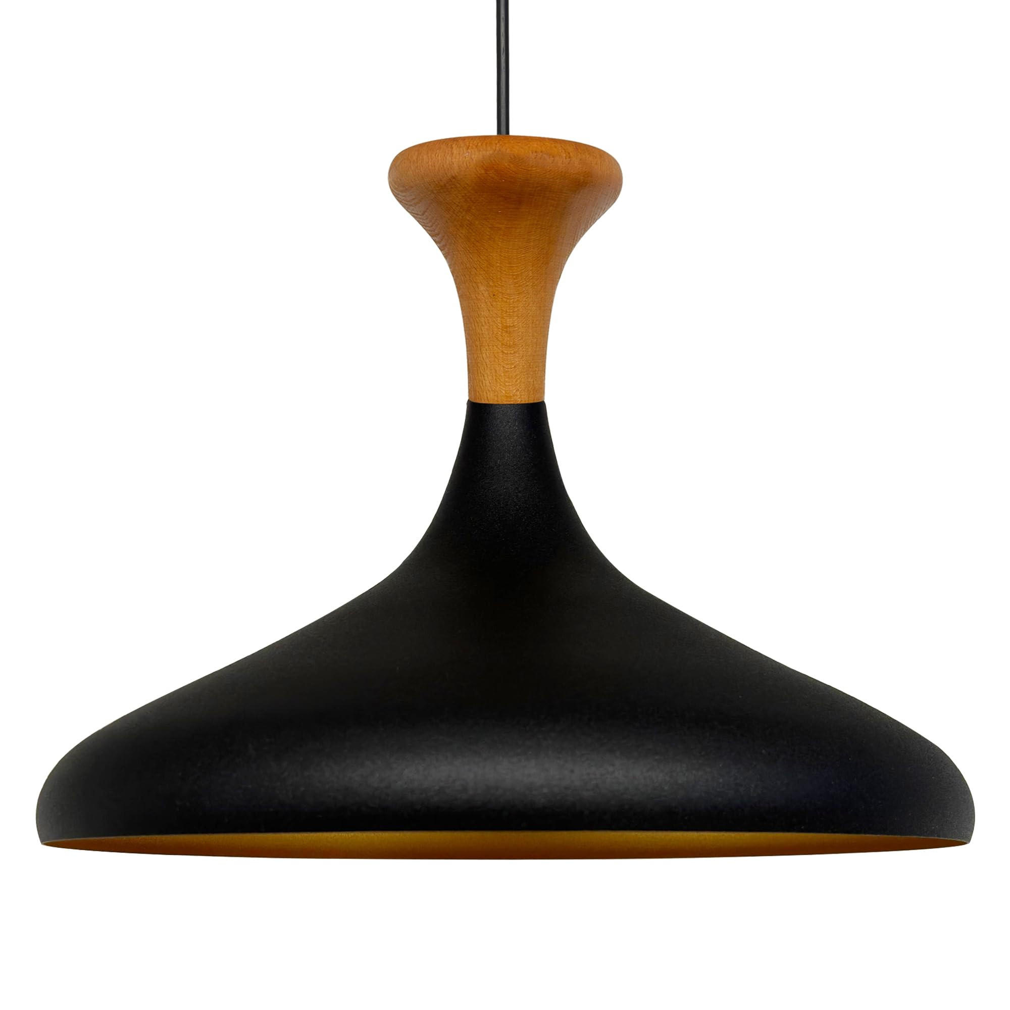 PENDELLEUCHTE Champion Pilz-Holz 35/29 cm - Goldfarben/Schwarz, Holz/Metall (29/35/29cm) - Bamyum