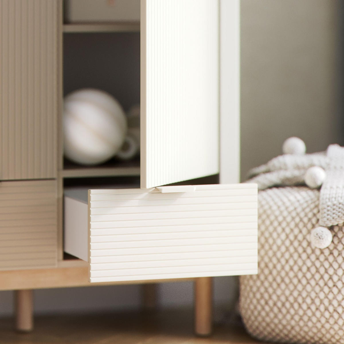 KLEIDERSCHRANK LOTTI - Beige, Holz (101/198/53cm) - KONSIMO®