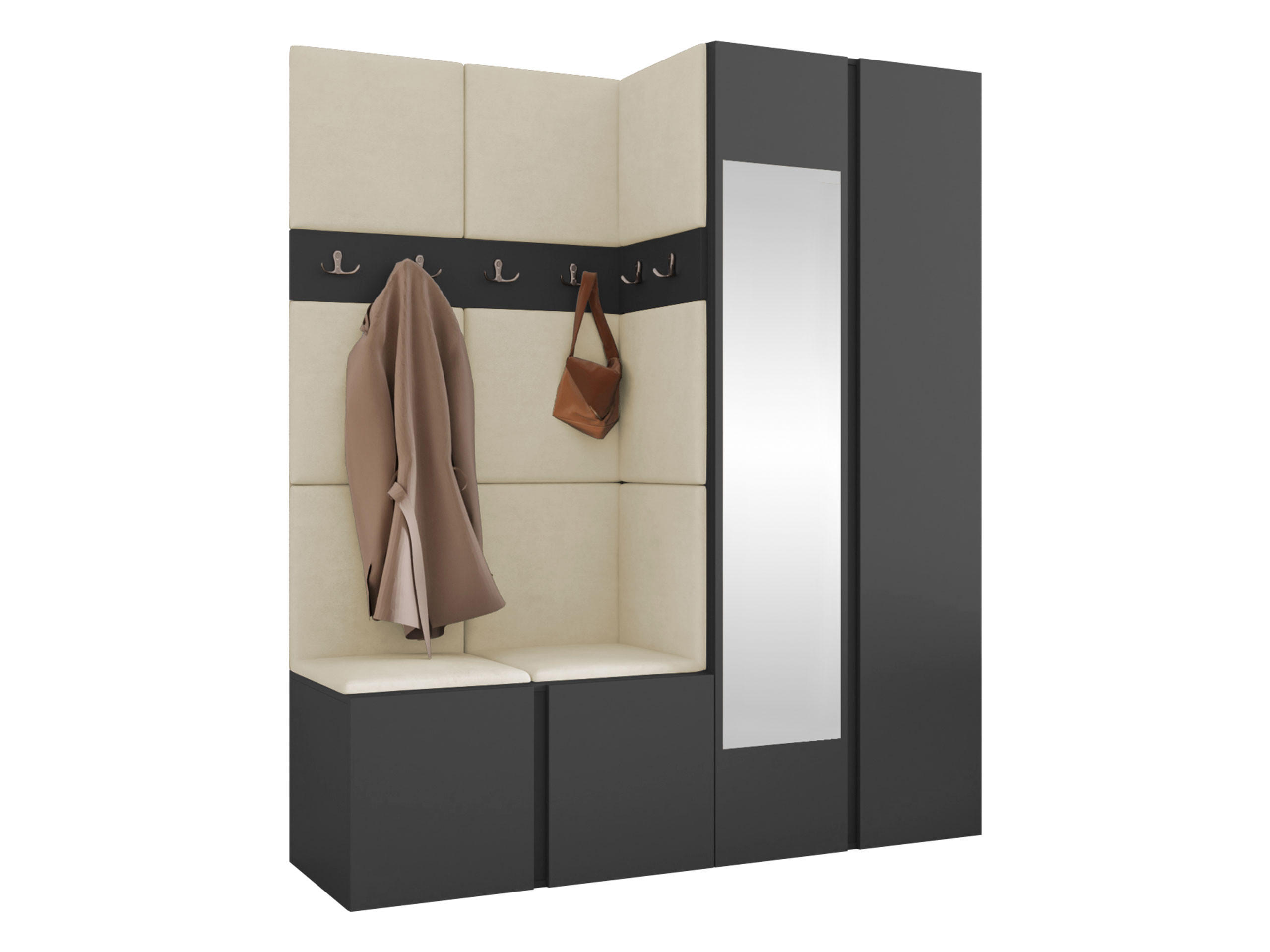 MOBILIER PENTRU HOL Orion XII - bej/grafit, material plastic/compozit lemnos (158/186/46cm) - MIRJAN24