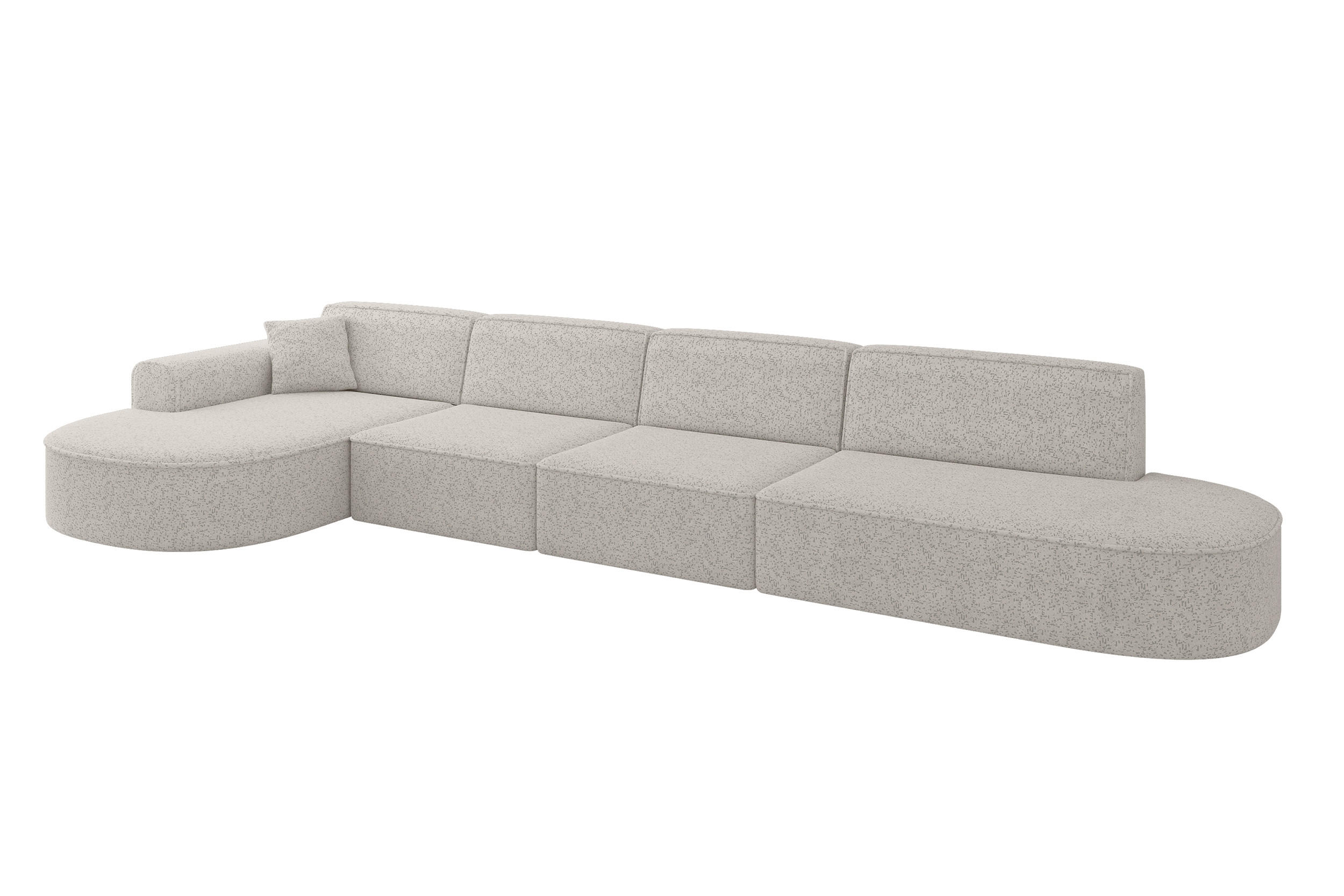 ECKSOFA Ottomane Links MARI-L3 - 413x171x79 cm Hellgrau Tissu - Hellgrau/Schwarz, Holzwerkstoff/Kunststoff (413/171cm) - ALTDECOR