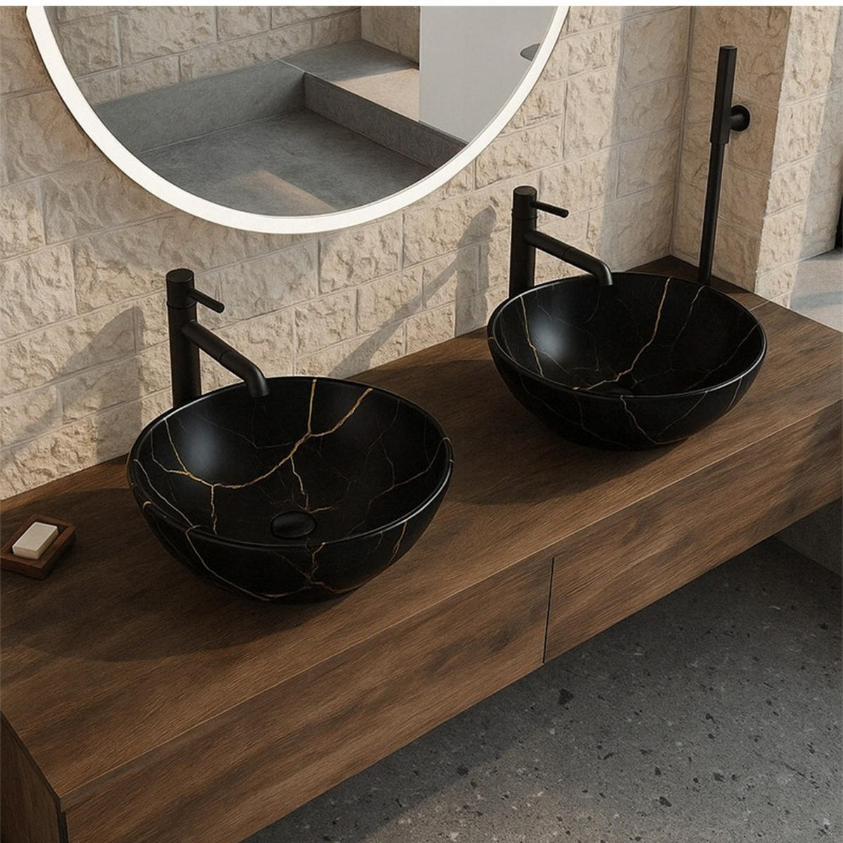 WASCHBECKEN, schwarz 41/34,5/15 cm - Schwarz, Keramik (41/15/34.5cm)