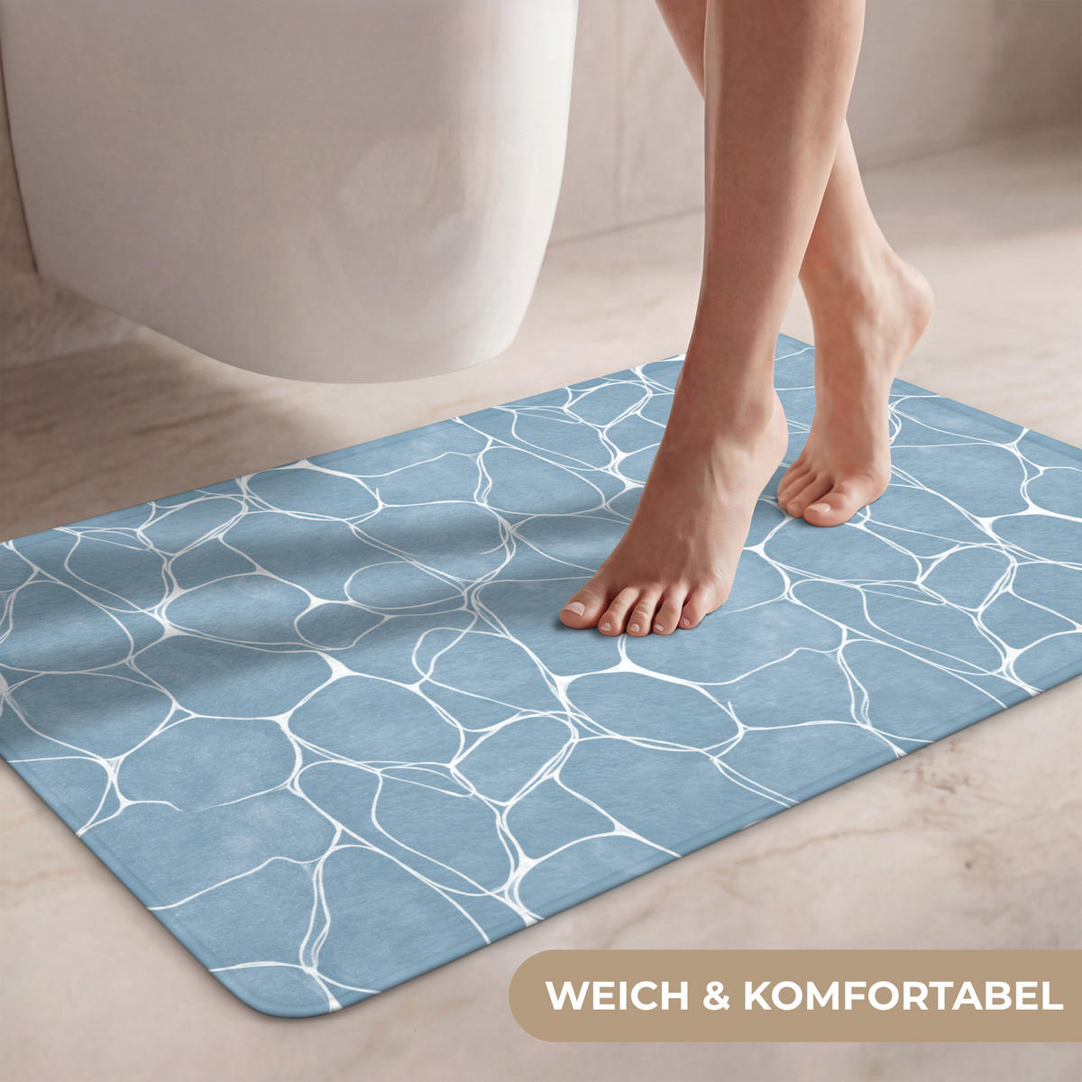 WC PŘEDLOŽKA Organic - vzor - modrá 80x50 cm - světle modrá, textil/plast (80/1cm) - OnlyWow