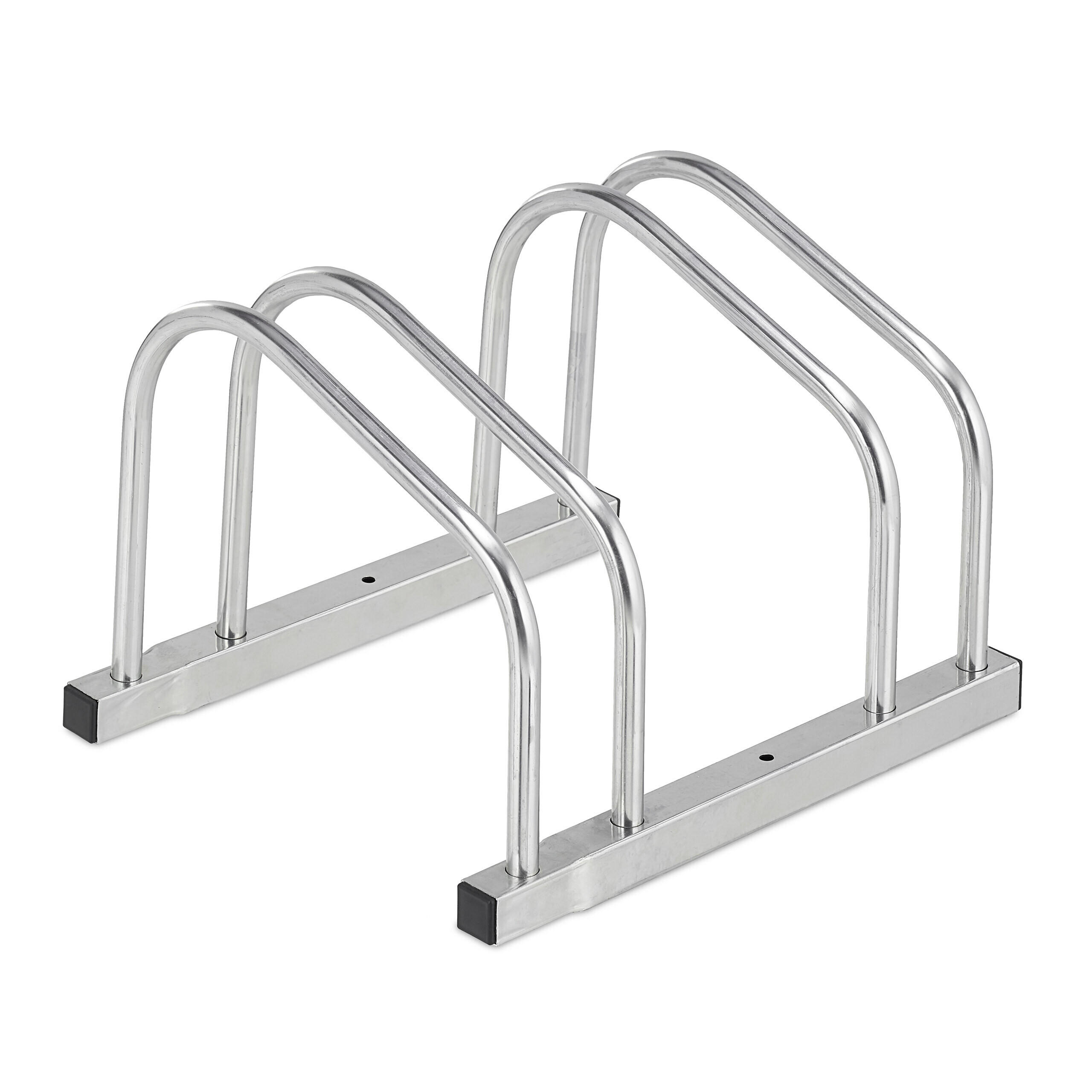 FAHRRADSTÄNDER Silber für 2 Fahrräder - Silberfarben, Metall (38.5/26/33.5cm) - Relaxdays