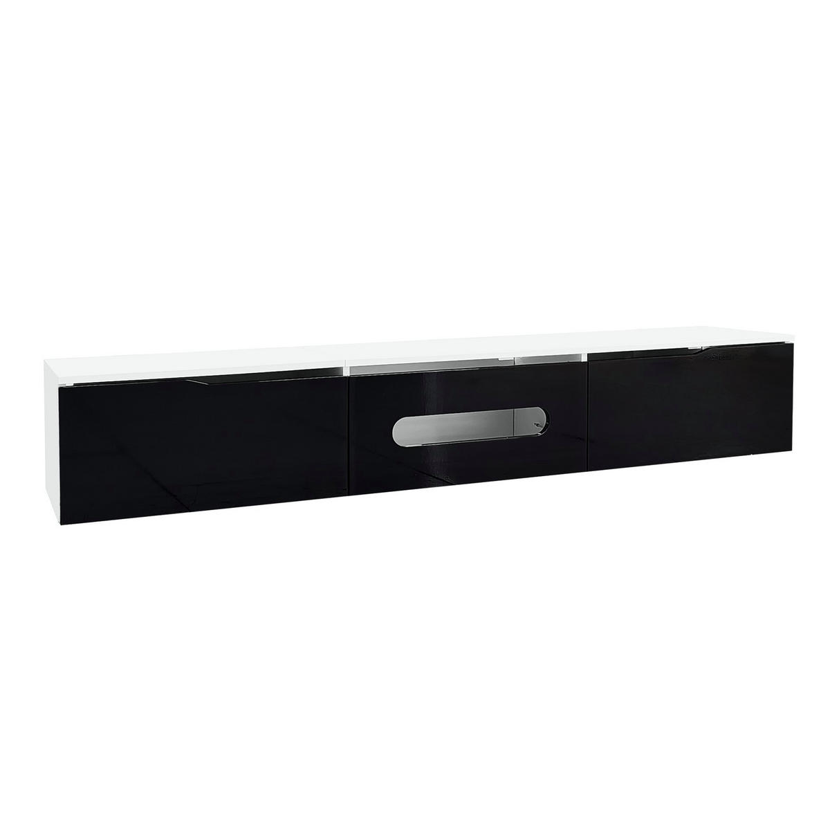 TV-LOWBOARD aus MDF und Spanplatte 180x35x30 cm Schwarz-Weiß mit LED-Beleuchtung - Schwarz, Holzwerkstoff (180/30/35cm) - IVMEU
