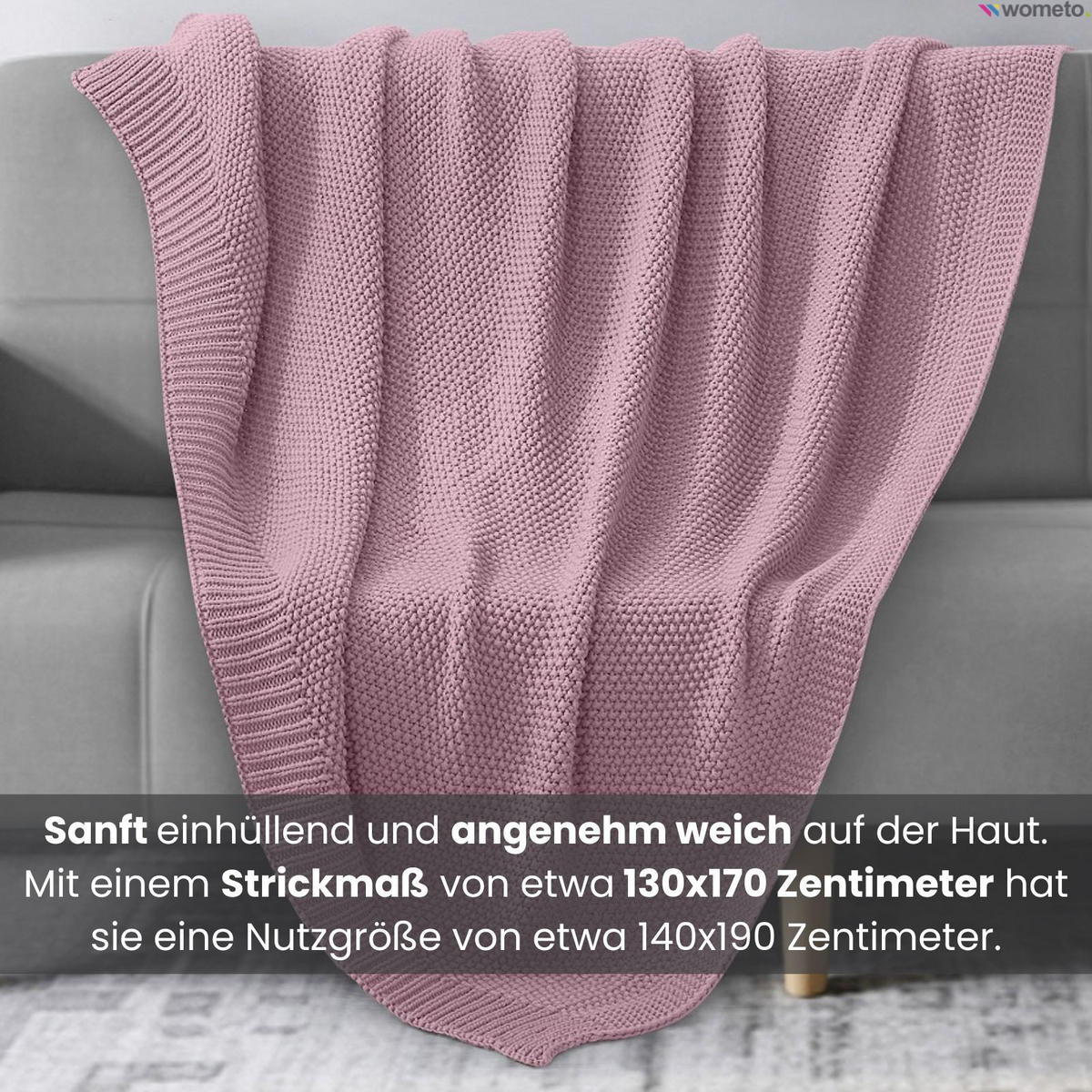 STRICKDECKE rosa 140/190 cm - Pink, Textil (140/190cm) - wometo