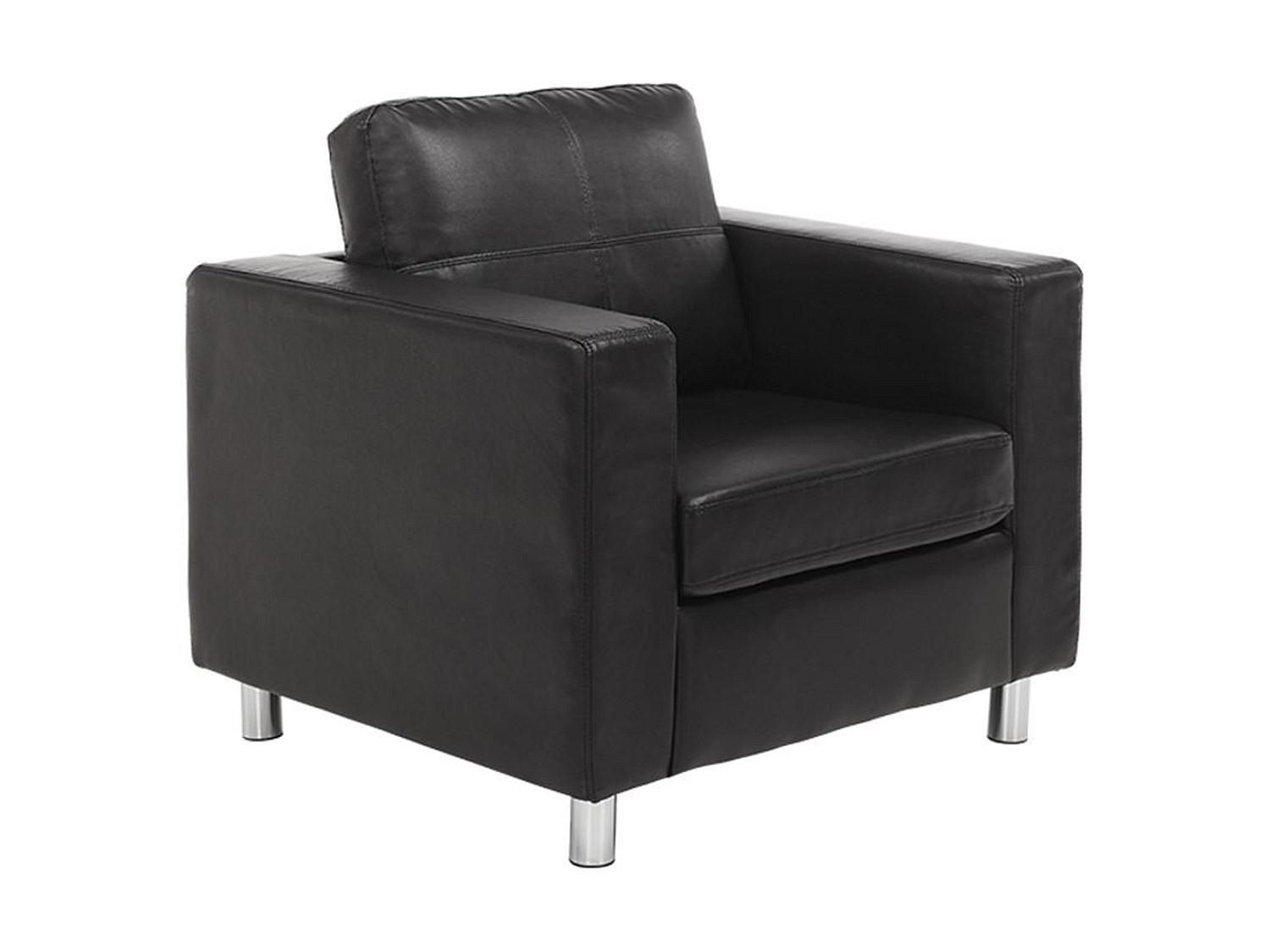 SESSEL mit gerader Rückenlehne - 1 -Sitzer - Kunstleder - schwarz - ACKLEY - Schwarz, Leder (86/77/75cm) - Vente-Unique