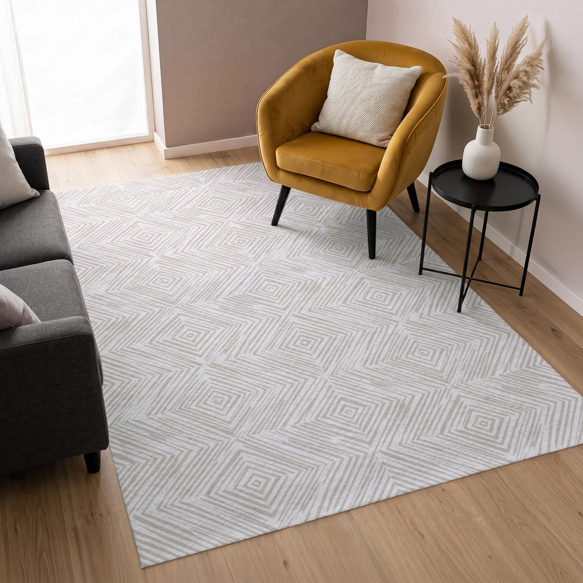 KOBERCE - Abstraktné - Diamanty - Béžová - 140x200 cm - béžová, textil/plast (140/0.4cm) - OnlyWow