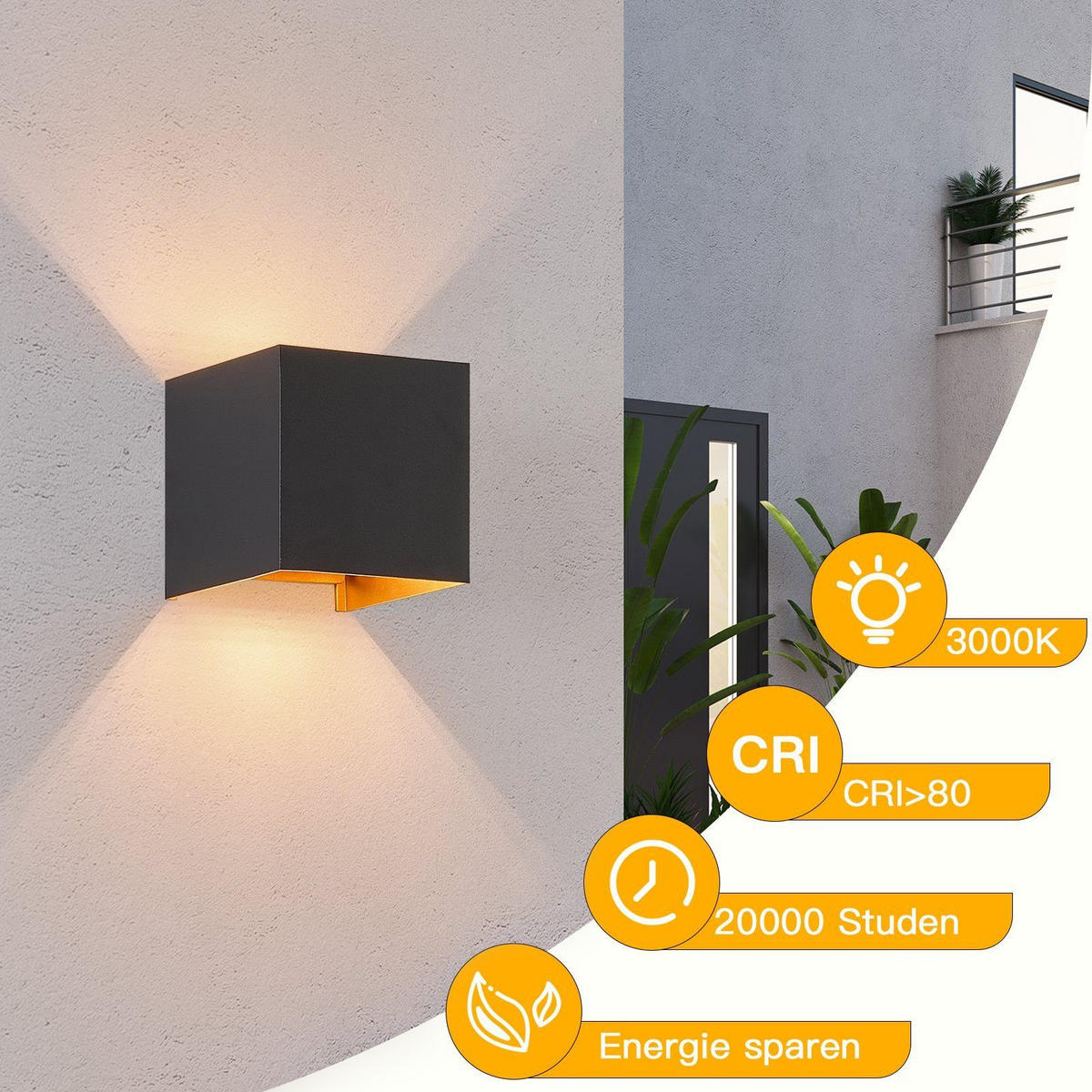 WANDLEUCHTE Inspiration - Schwarz, Metall (10/10/10cm) - Nettlife