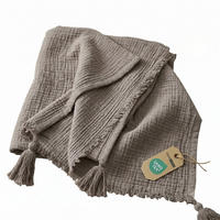 WOHNDECKE Musselin grau mit Quasten - Grau, Textil (127/180cm) - Homescapes