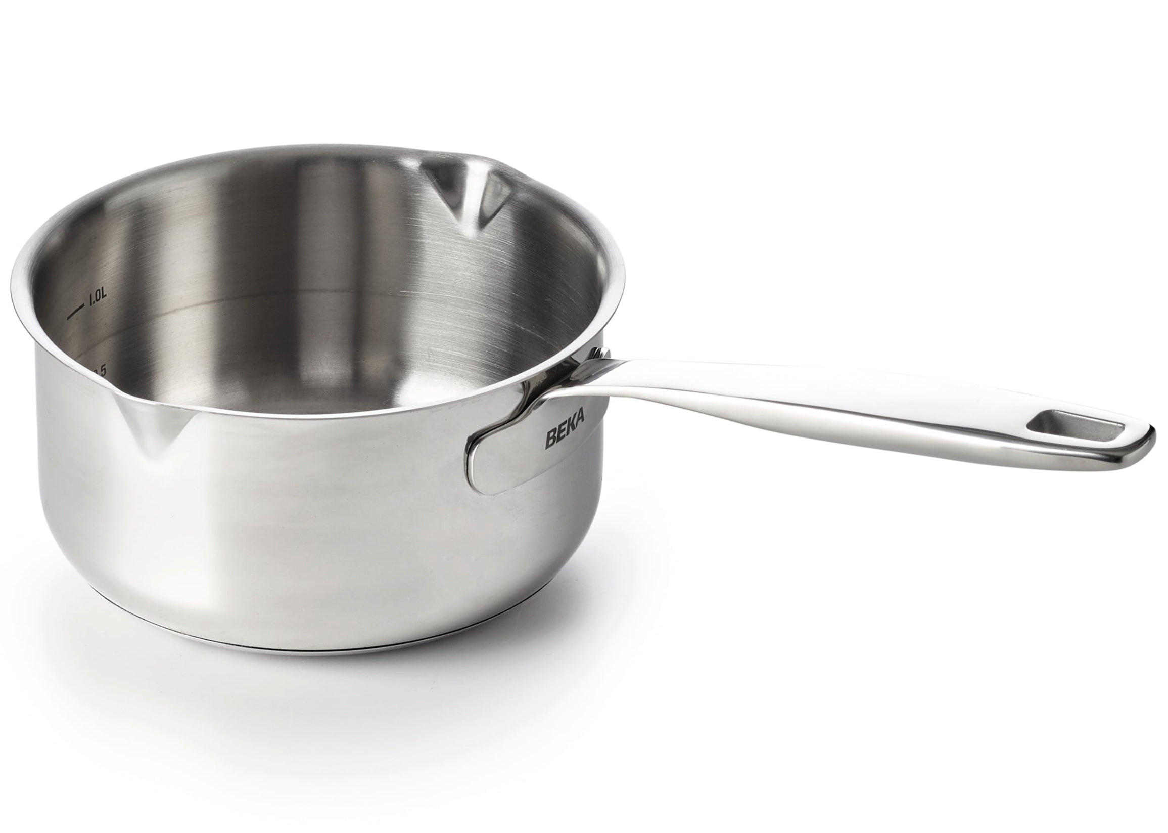 STIELKASSEROLLE Saucenpfanne Maestro RVS mit 2 Ausgüssen ø 16 cm / 1,6 Liter - geeignet für alle Wärmequellen - Silberfarben, Metall (1/18/11cm)