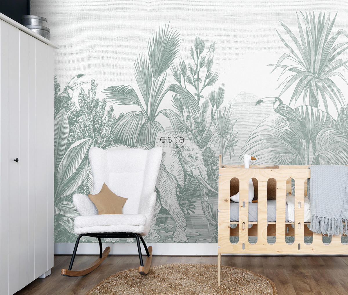 FOTOTAPETE Dschungelmuster 300 x 279 cm - Grün, Papier (300/279cm) - ESTAhome