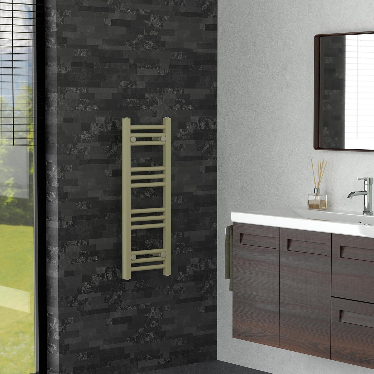 UTĚRKOVÝ TOPNÝ TĚLESO 300 x 800 mm, béžové, koupelnové topné těleso, rovné, s bočním připojením - béžová, kov (30/80/3cm) - LuxeBath