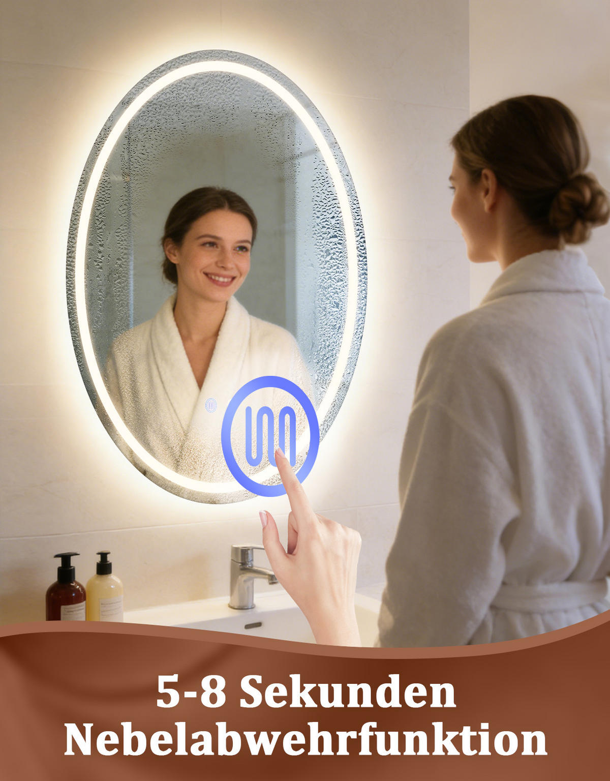 BADSPIEGEL mit Beleuchtung Laryn 3/60/80 cm - Weiß, Glas (60/80/3cm) - ZMH