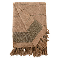 DECKE Streifen Design 130x180 cm, 100% Baumwolle, Grün/Natur - Grün, Textil (130/180cm) - Au Maison