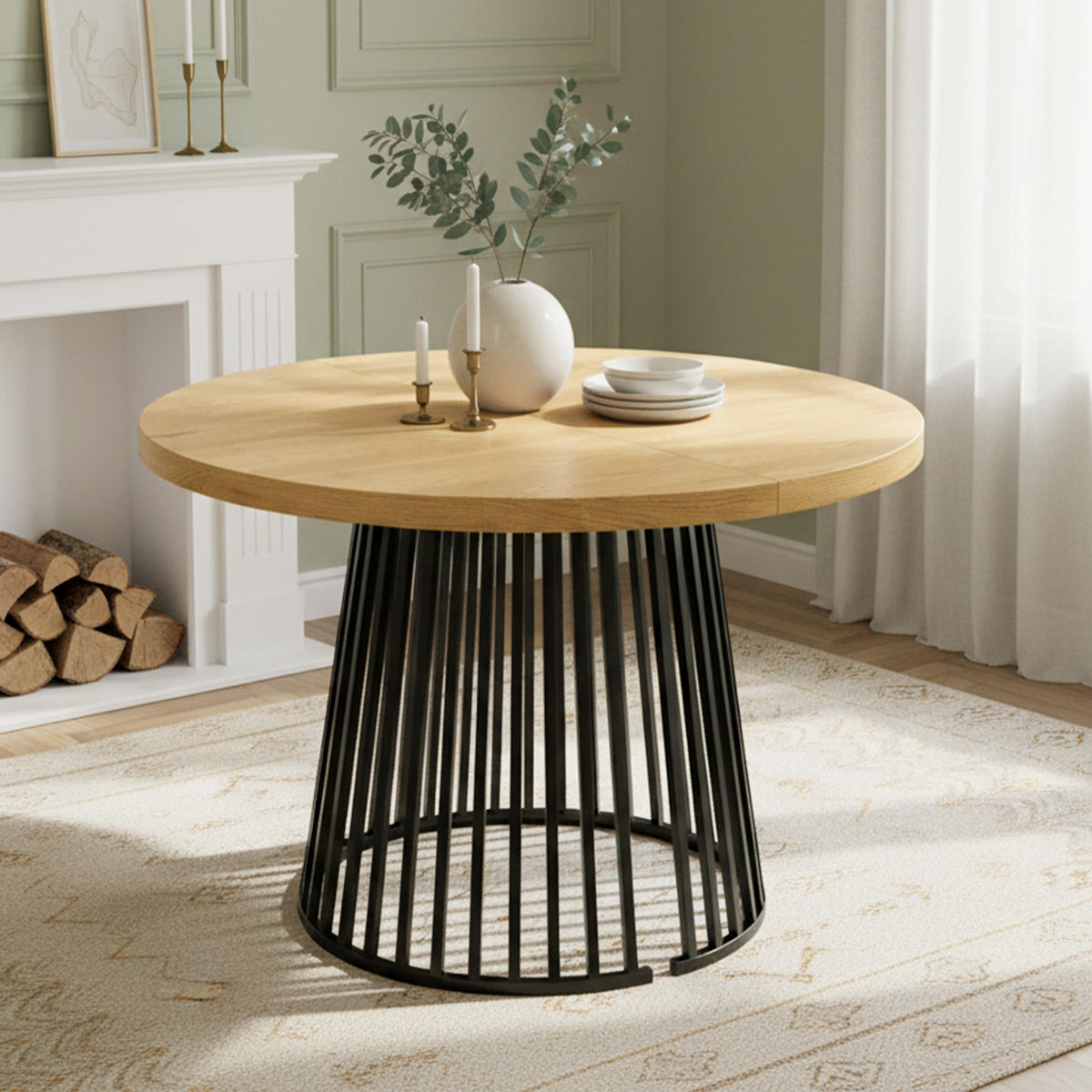 ESSTISCH Eiche Schwarz ausziehbar 100-176cm 4-8 Personen - Eichefarben, Holzwerkstoff (176/100/76cm) - FLIEKS