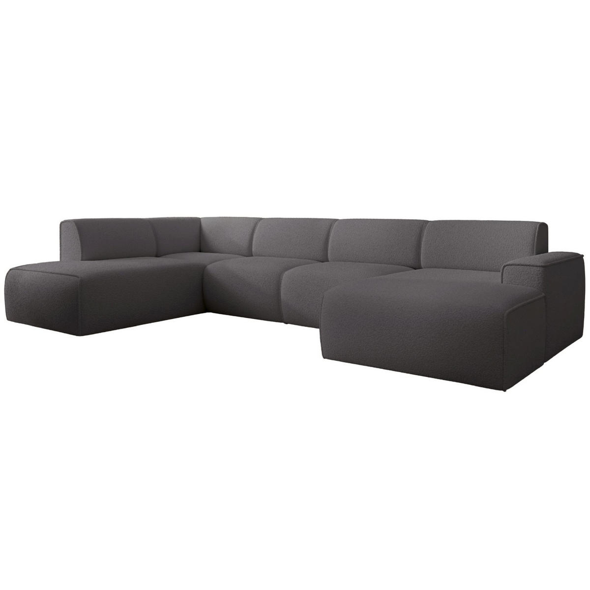 WOHNLANDSCHAFT Bouvi Dunkelgrau links - Dunkelgrau/Schwarz, Kunststoff/Textil (378/220cm) - Selsey