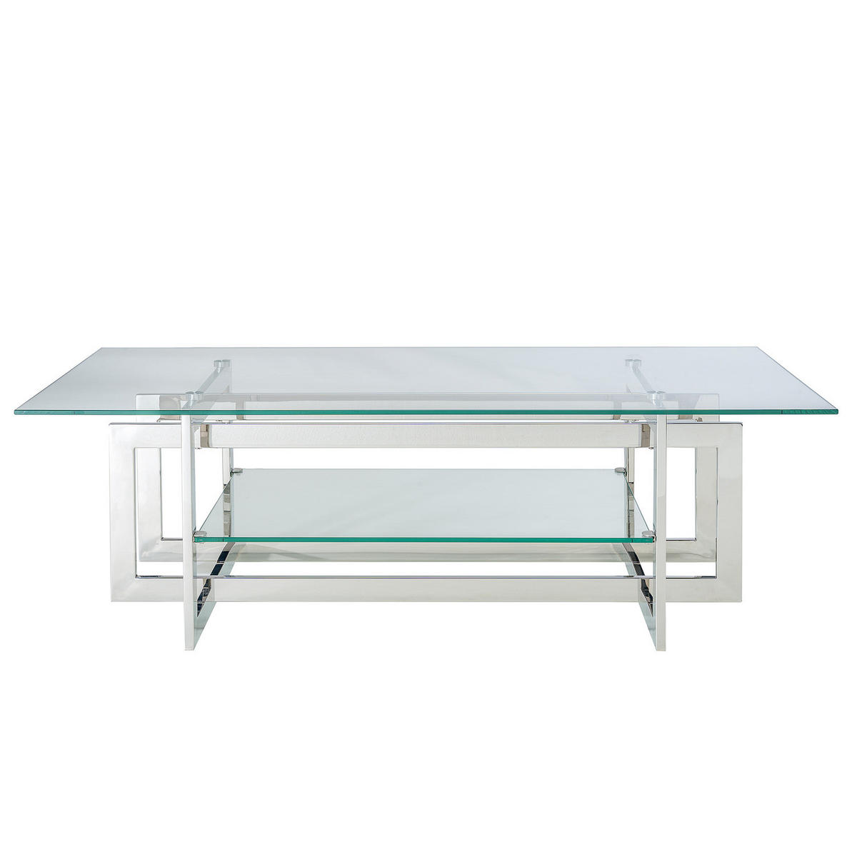 COUCHTISCH - Glas / Metall - Transparent / Silber - Silberfarben, Glas/Metall (65/120/40cm) - home24
