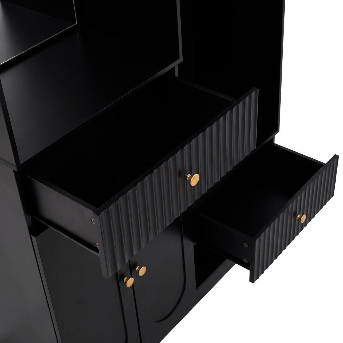 GARDEROBE-SET in Schwarz Flurmöbel Set mit Spiegel und Sitzbank für Flur, B100/T35/H180cm - Schwarz, Holzwerkstoff (100/180/35cm) - STILVORA