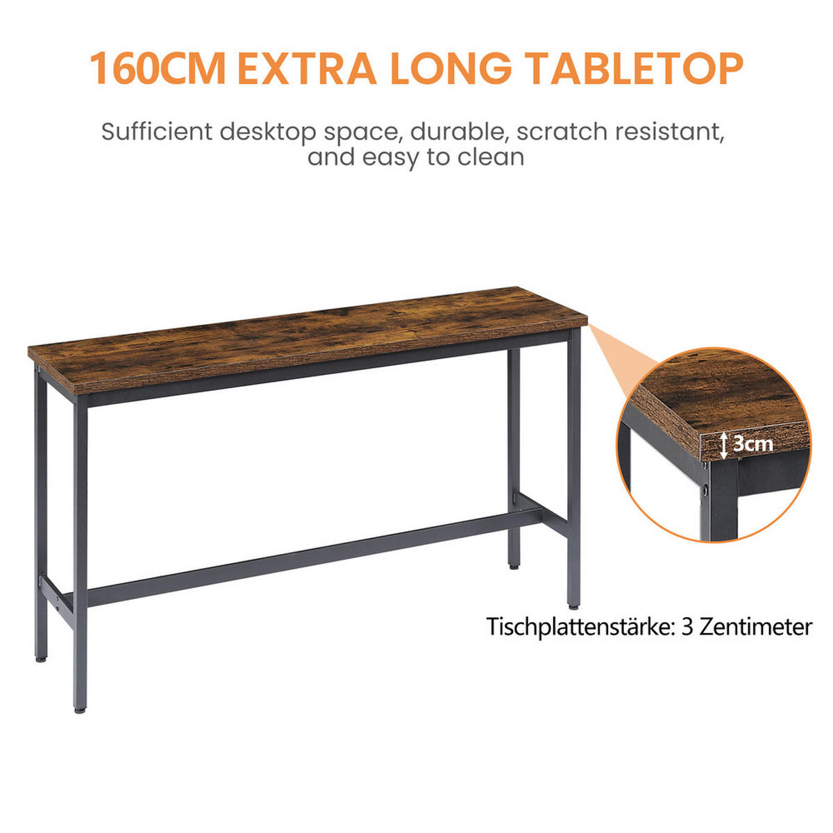 BARTISCH Industrial Holz Metall 160x40cm Braun Schwarz Gepolstert - Braun, Metall (171/49.5/13.5cm) - Raelunyi