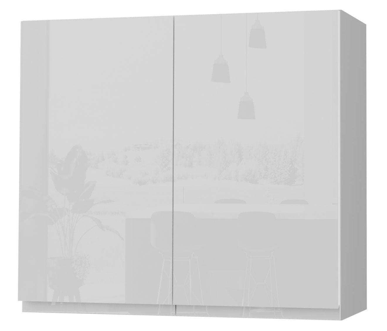 Feldmann-Wohnen Hängeschrank Weiß Hochglanz, Grau 80x72x32.5 cm