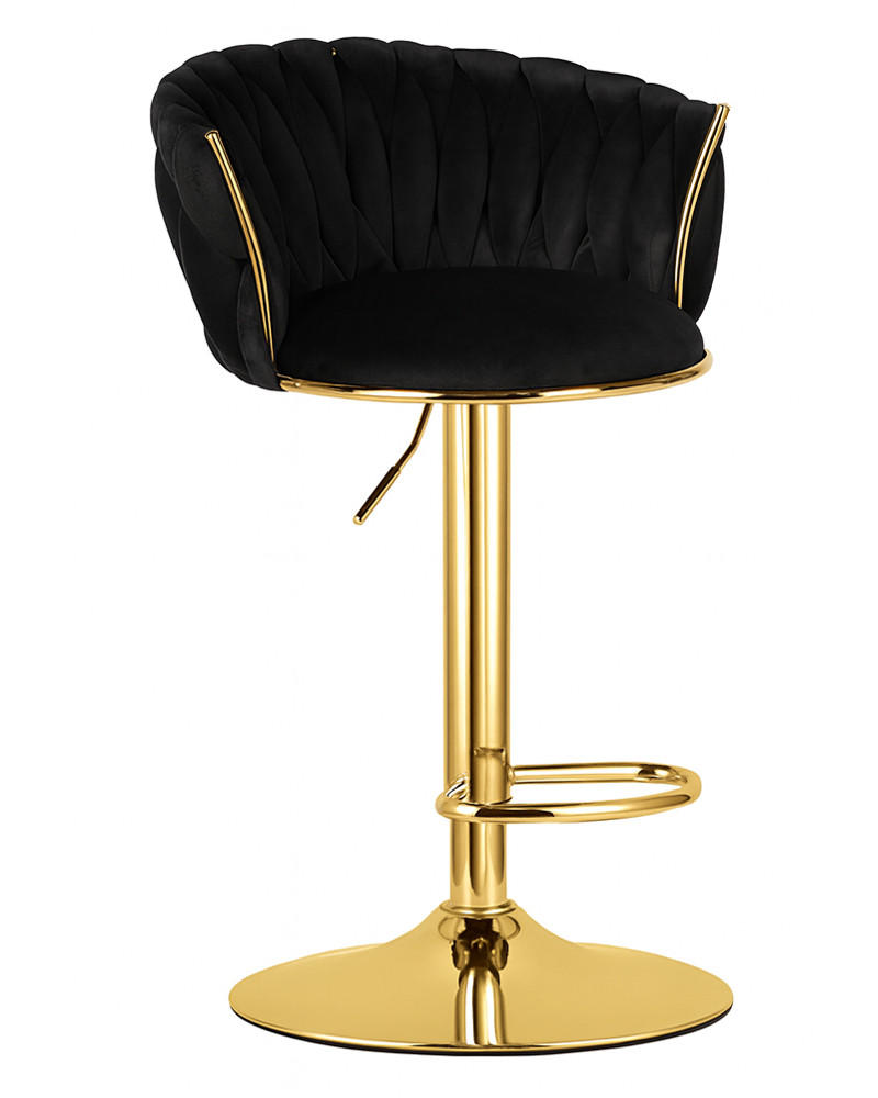 BARHOCKER MIG schwarzer Sitz, Goldbasis - Schwarz, Textil (51/105/50cm) - Valora