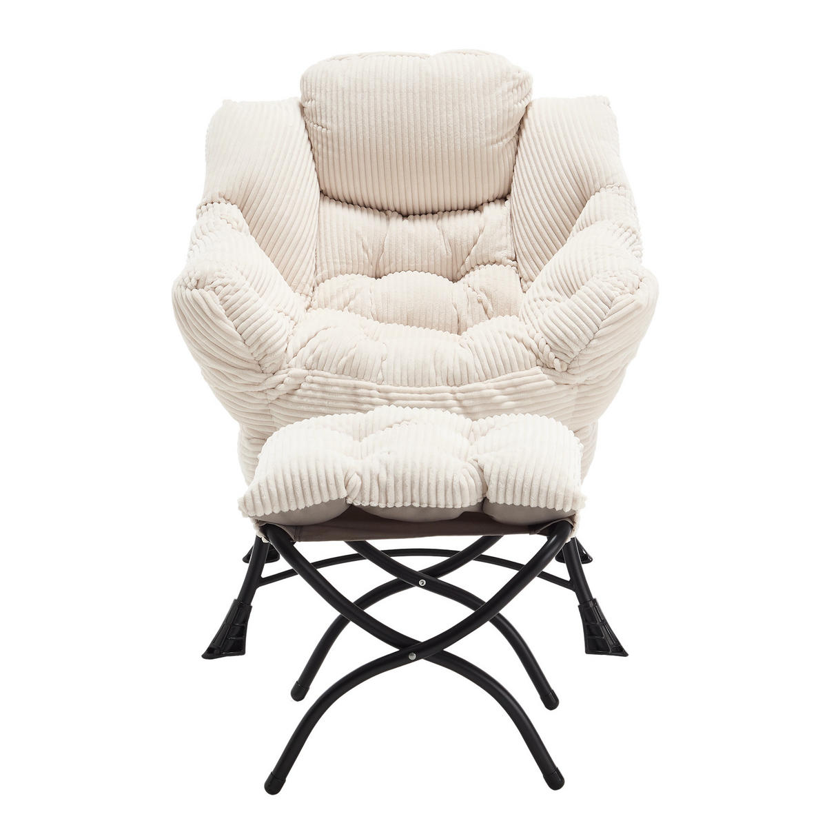 LOUNGESESSEL mit Hocker, Seitentasche Stahlgestell 69,9/64/95 cm Weiß - Weiß, Textil (69.9/95/64cm) - Redom
