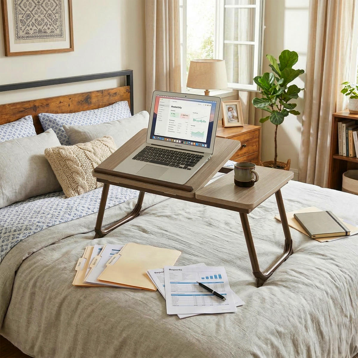 LAPTOPTISCH - Dunkelbraun, Holzwerkstoff/Metall (33/56/23.5cm) - Relaxdays