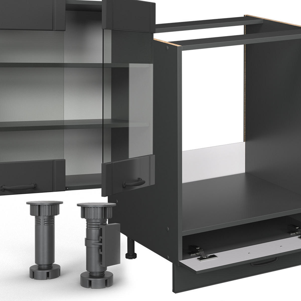 Dunkelgrau/Anthrazit, Holzwerkstoff (347/81.6/60cm) - Vicco