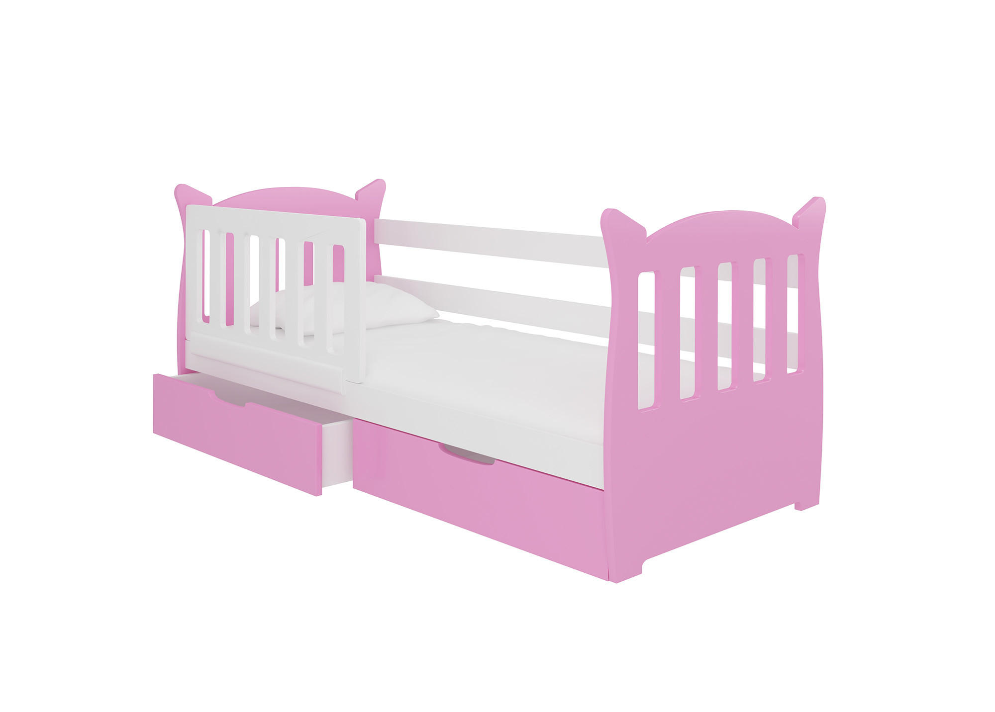 KINDERBETT Lena Kiefer weiß / rosa 91 / 165 / 75cm - Hellrosa/Weiß, Holz/Holzwerkstoff (80/160cm) - Feldmann-Wohnen