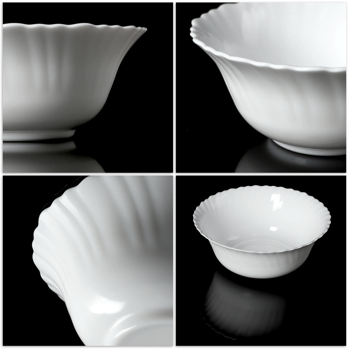 SALATSCHÜSSEL aus Glas, 23 cm, weiß - Weiß, Glas (23cm) - KADAX