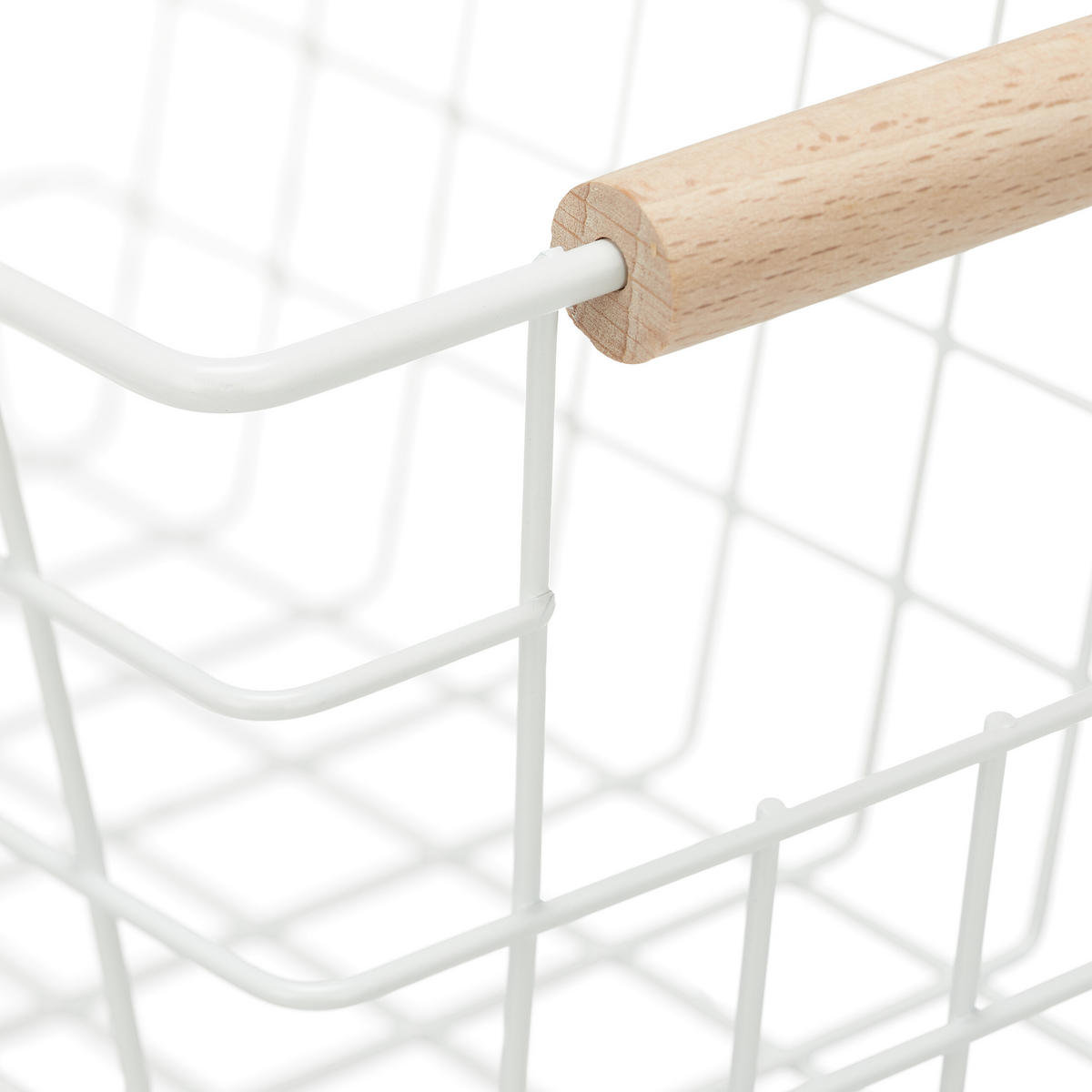2XDRAHTKORB - Weiß, Holz/Metall (31/16/21cm) - Relaxdays