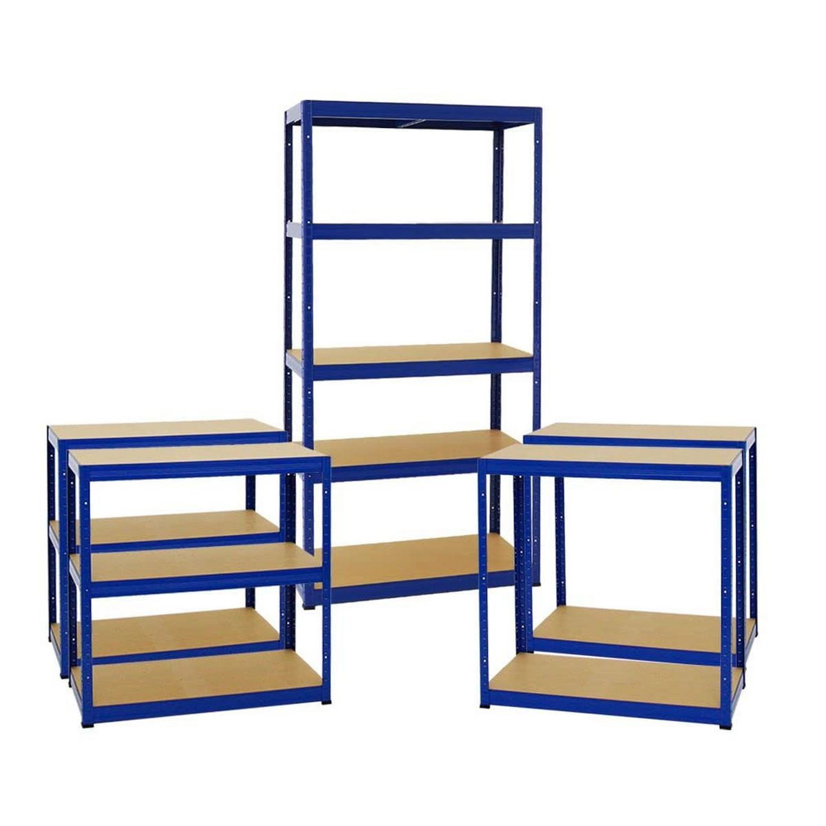 SCHWERLASTREGAL Slim Elephant S 3er-Set mit 3x 180x90x45 cm 5 Ebenen Fachlast 350 kg Blau - Blau, Metall (270/180/45cm) - PROREGAL