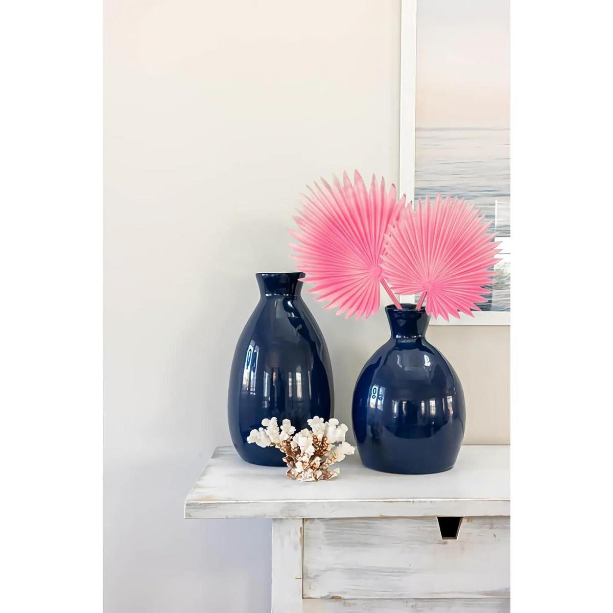 KUNSTPFLANZE 6-teiliges Set Palmenblätter Rosa - Rosa, Kunststoff (45cm)