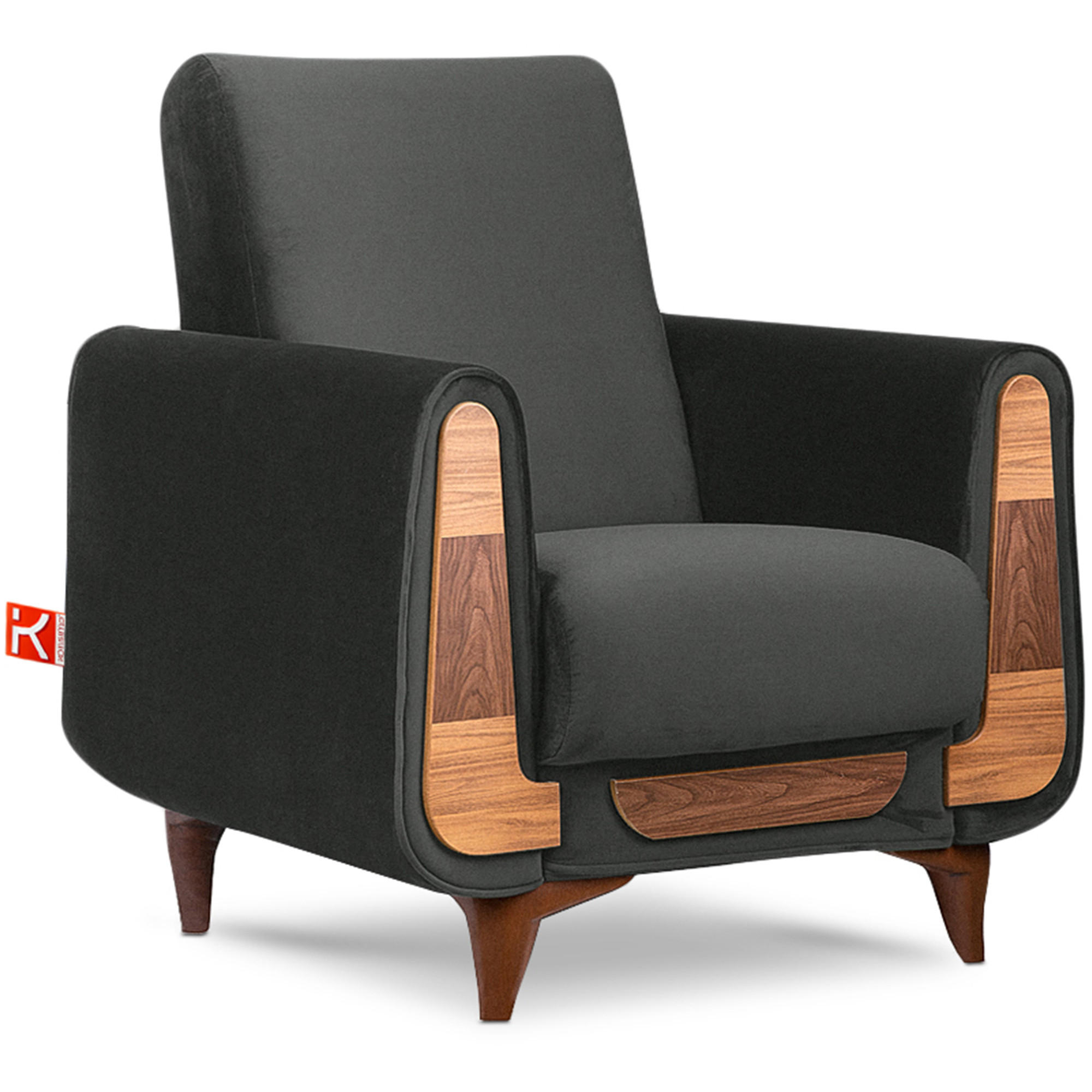 SESSEL GUSTAVO mit Armlehnen, Grau - Anthrazit/Braun, Holz/Holzwerkstoff (83/95/92cm) - KONSIMO®