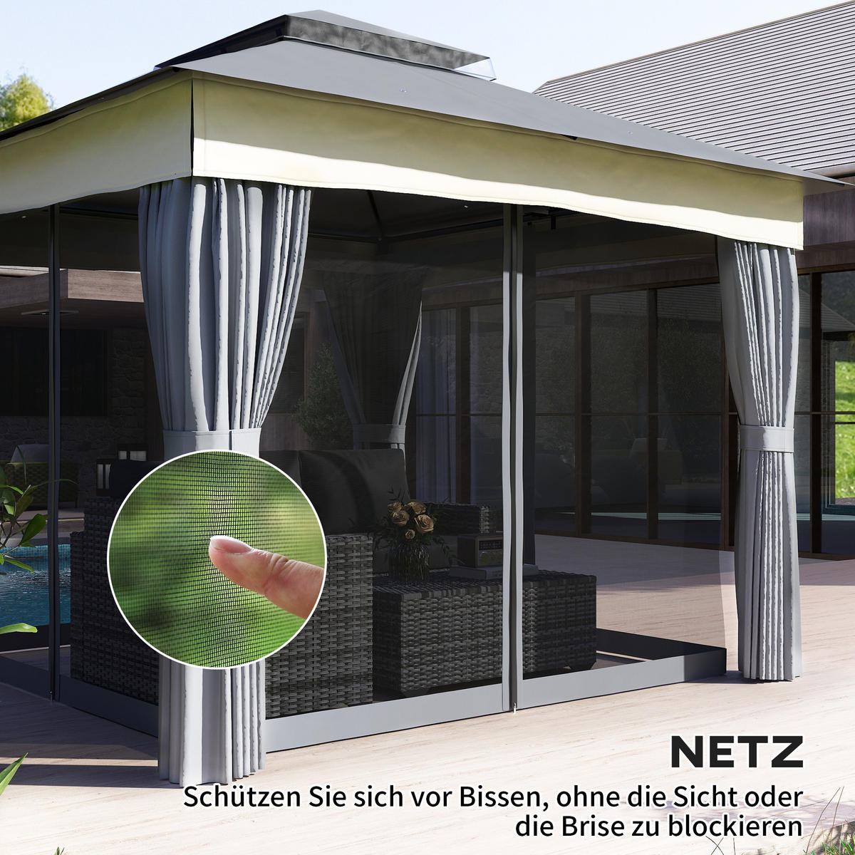 PAVILLON mit Doppeldach - Dunkelgrau, Metall (306/269/306cm) - Outsunny