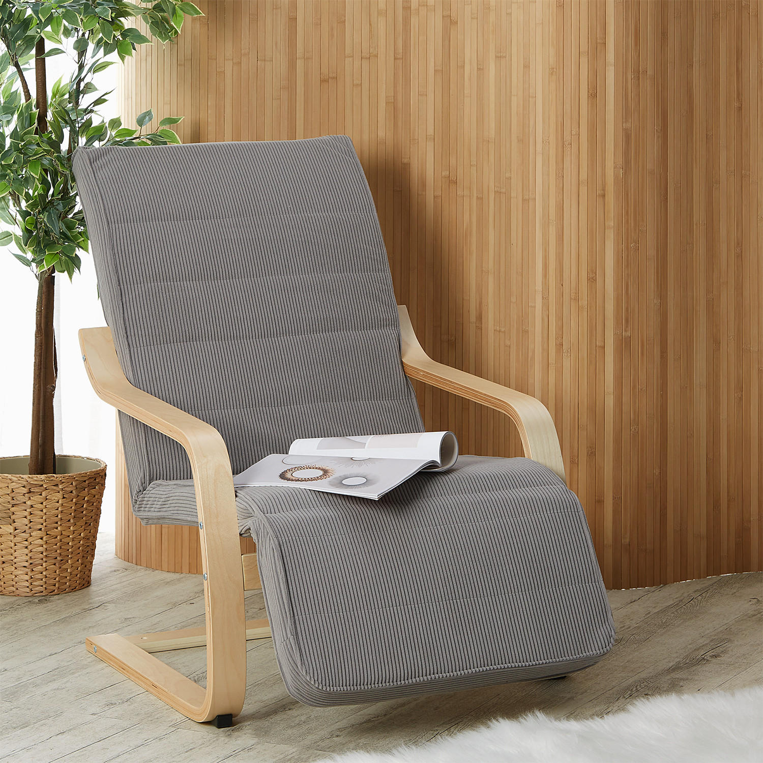 RELAXSESSEL Stoffbezug Grau, Fußstütze - Grau, Textil (66/94/62cm) - Homestyle4u