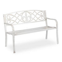 GARTENBANK - Weiß, Metall (127/86/57cm) - Relaxdays