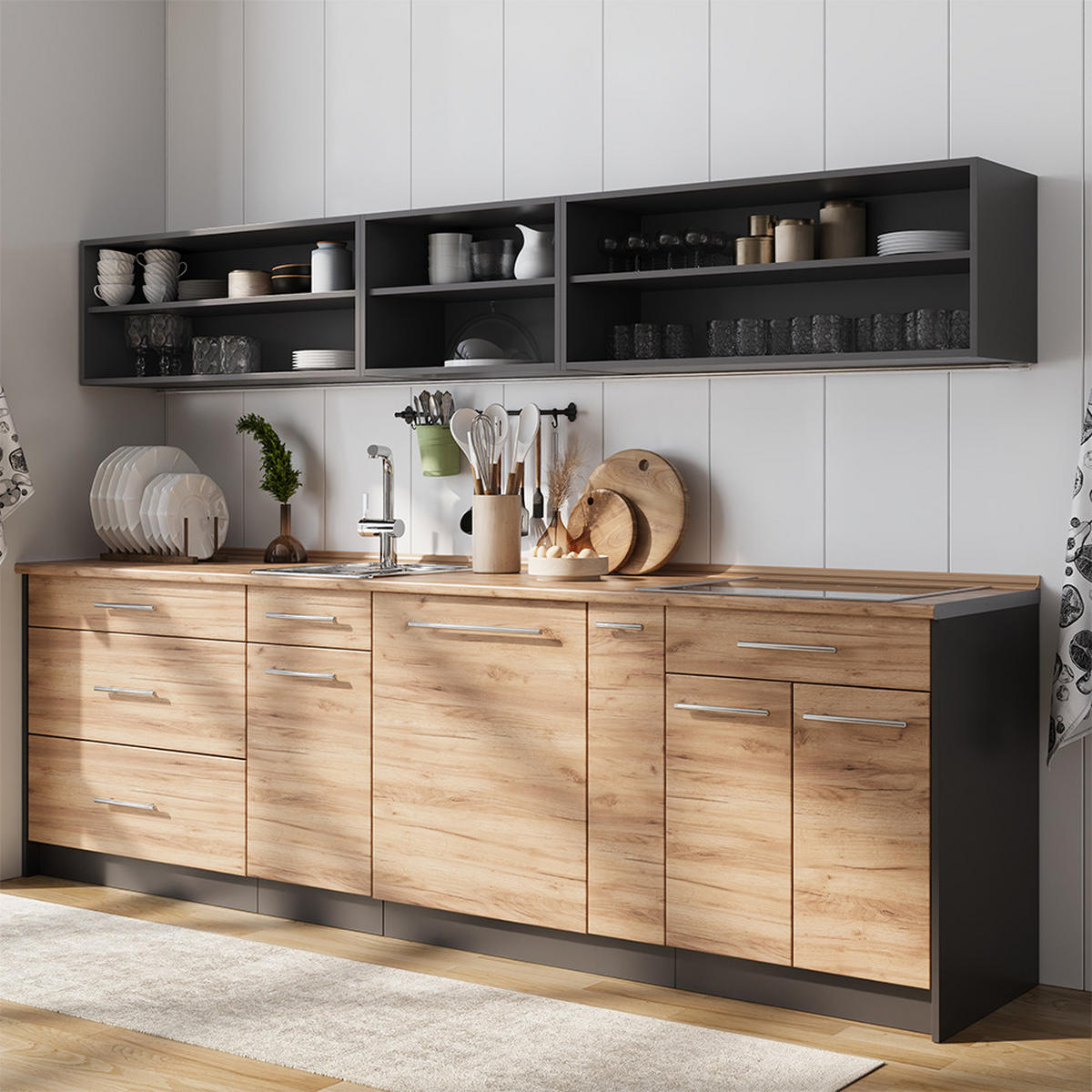 LEKÁRENSKÁ SKRINKA Fame-Line, Dub Goldkraft/antracitová, 20 cm, AP Marble - dub medový/antracitová, kompozitné drevo (20/82/60cm) - Vicco