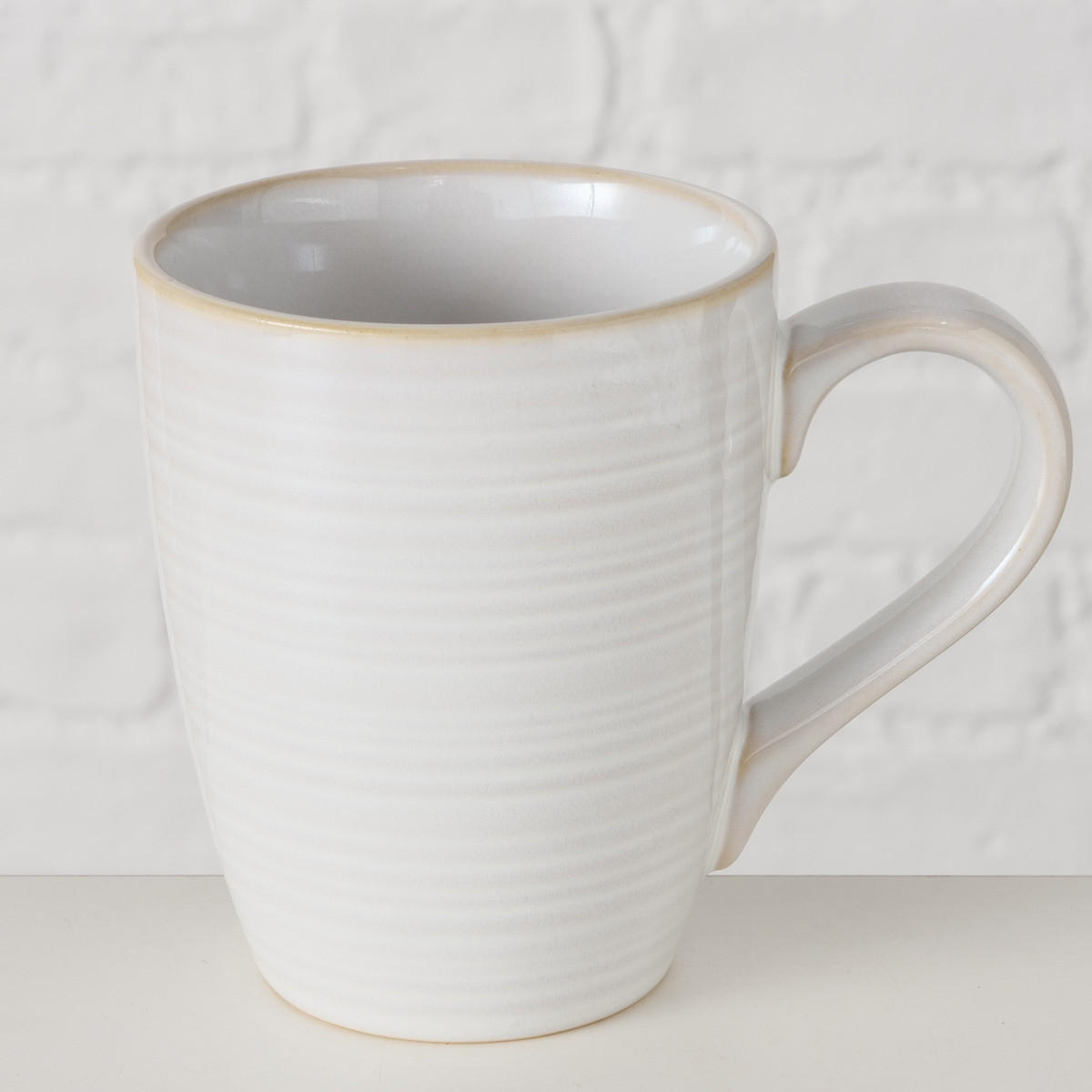 BECHER Jonah Weiß 330 ml 13/8,8/10,5 cm - Weiß, Keramik (0.33L) - Boltze Home