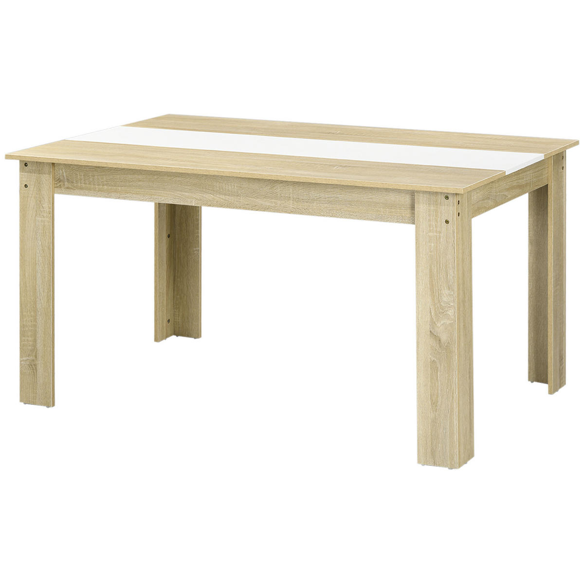 ESSTISCH Naturfarben und Weiß Holzoptik 140/90/75 cm - Eichefarben, Holz (89.5/140/75cm) - PANGIVO