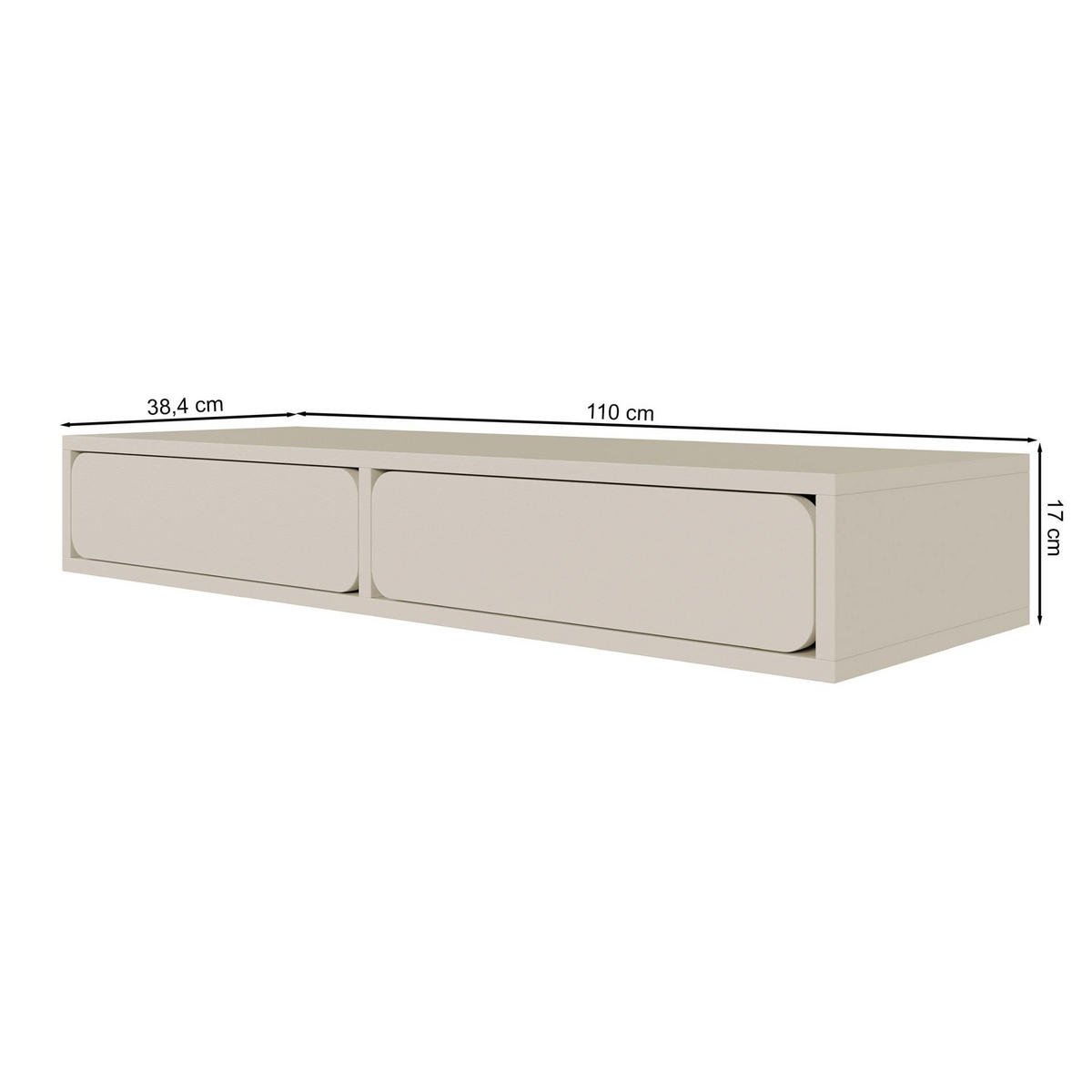 SCHMINKTISCH Wuwu Greige 110 cm - Taupe, Holzwerkstoff (38.4/110/17cm) - Selsey