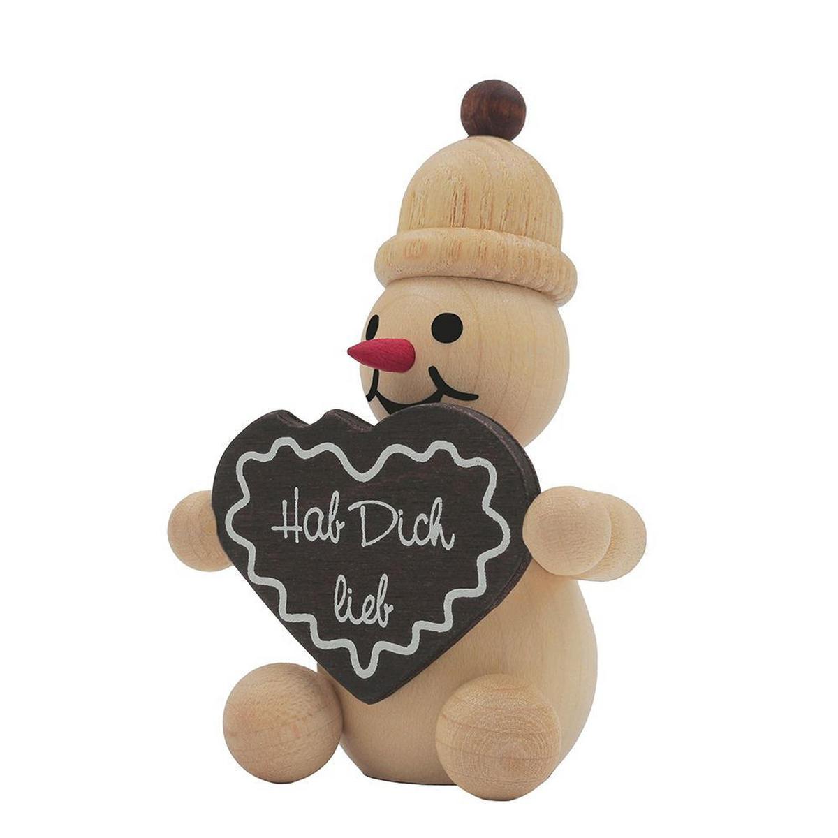 HOLZFIGUR Schneemann Junior mit Lebkuchenherz 6 cm - Multicolor, Holz (5/1/0.1cm)