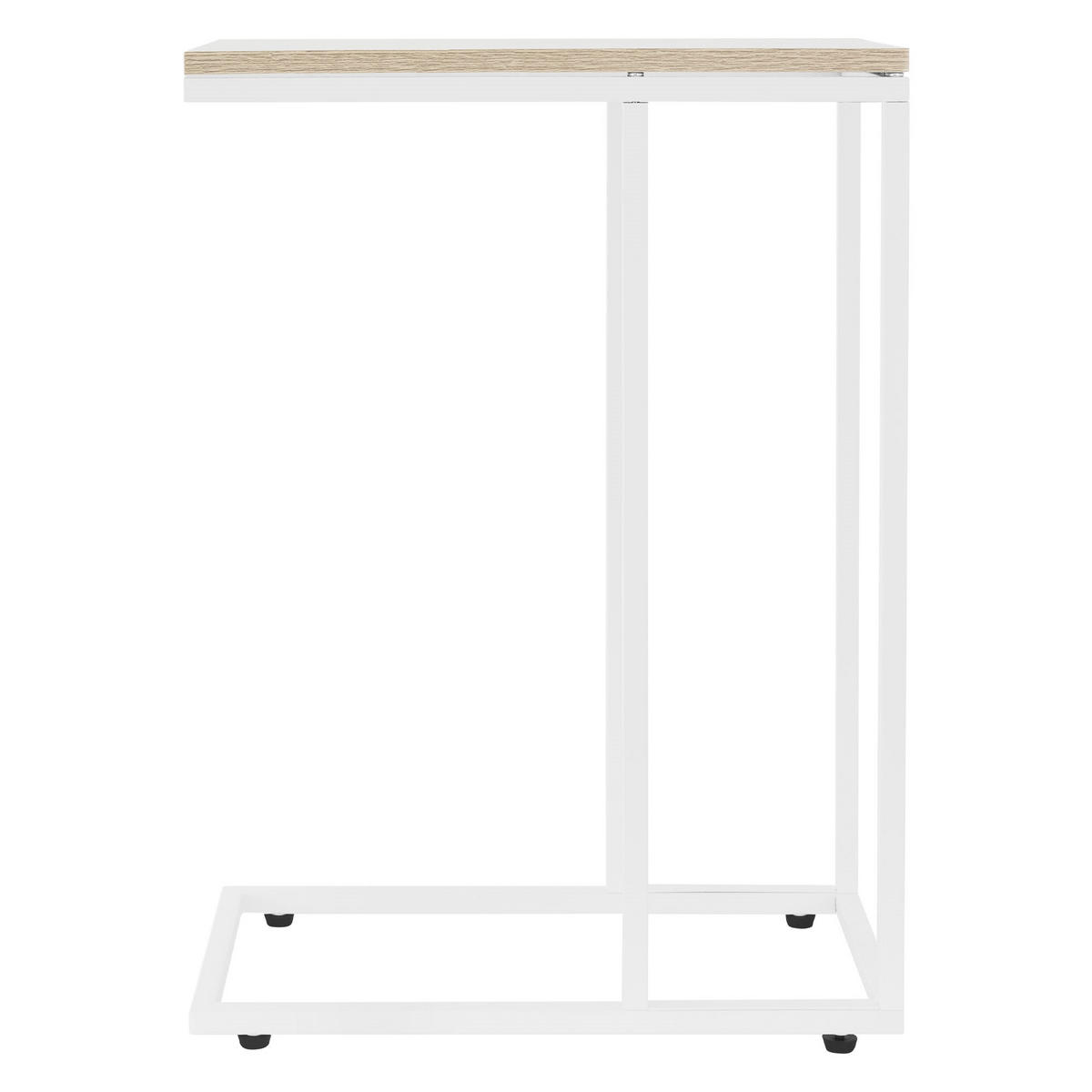 BEISTELLTISCH C-Form Weiß/Eich 45/25/64 cm - Weiß, Metall (45/25/64cm) - ML-DESIGN