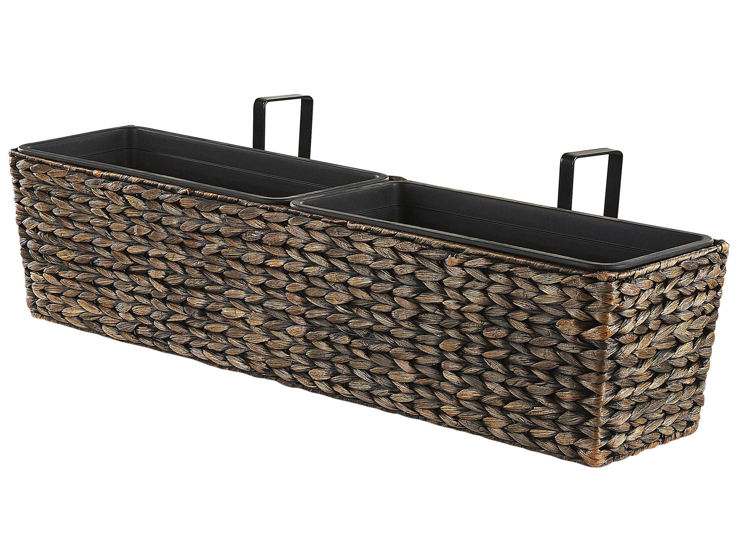 BLUMENTOPF braun rechteckig 80/20/18 cm Kawala - Braun, Naturmaterialen (20cm) - Beliani