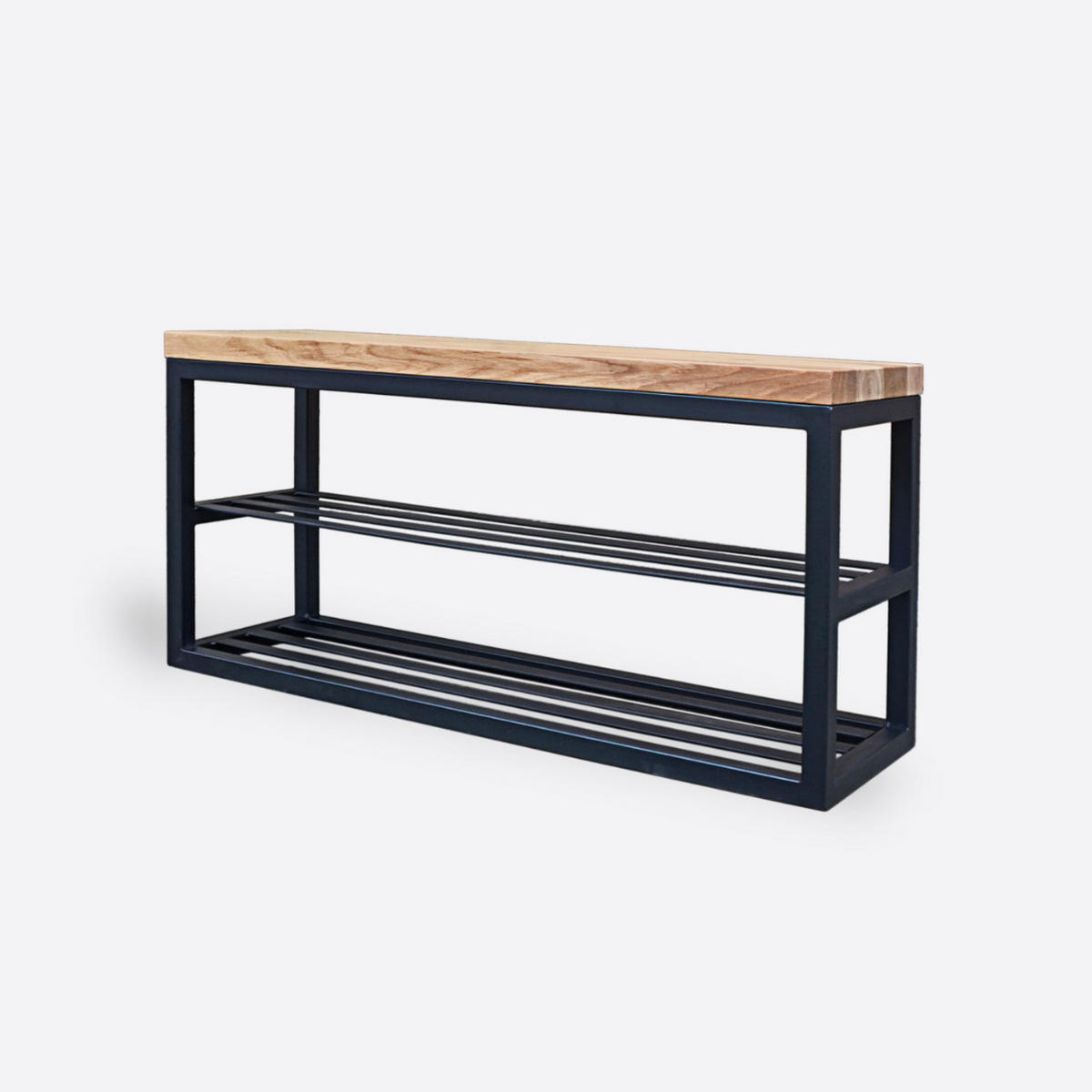 EICHENBANK mit Regal Sitz im Loft Stil für Flur HUGON III - Eichefarben, Holz (100/50/30cm) - Rawood Furniture