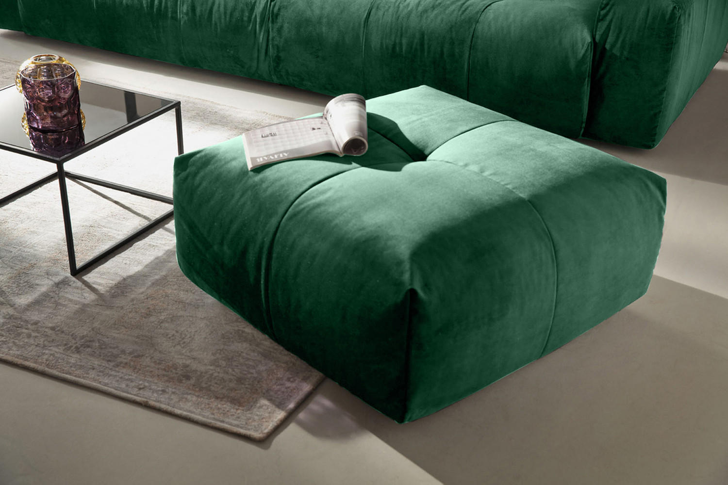 POLSTERHOCKER PALACE Smaragdgrün Velvet - Smaragdgrün, Textil (86/41/86cm) - KAWOLA