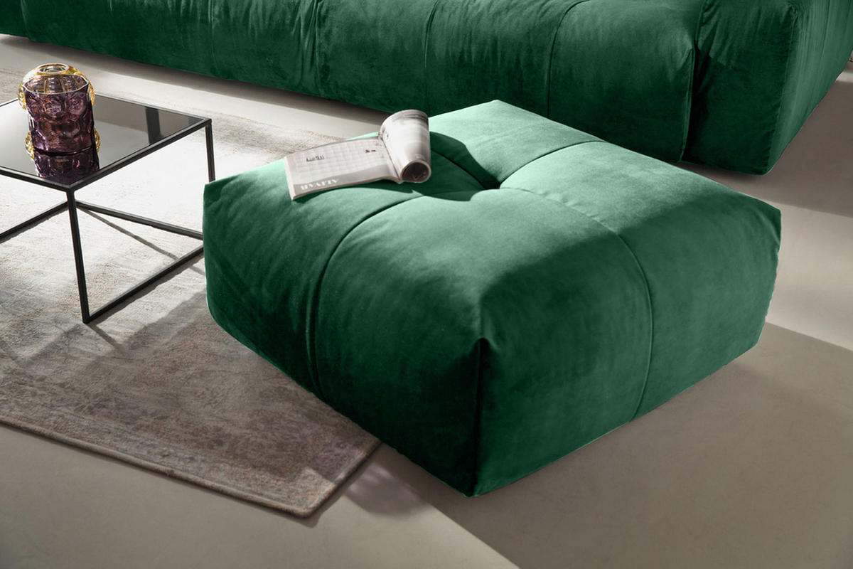 POLSTERHOCKER PALACE Smaragdgrün Velvet - Smaragdgrün, Textil (86/41/86cm) - KAWOLA