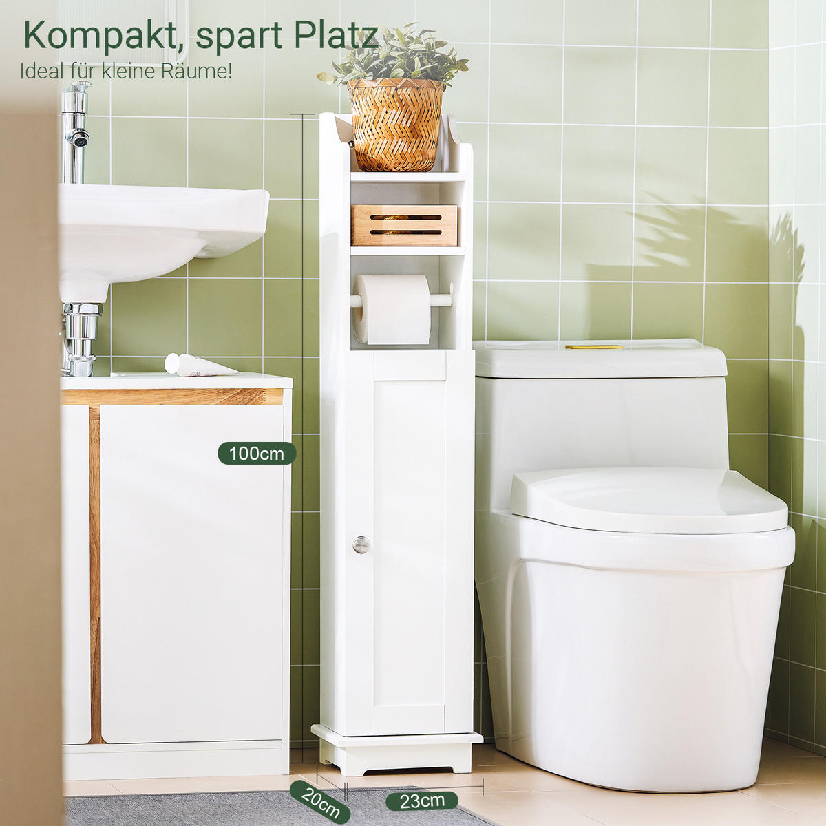TOILETTENROLLENHALTER Weiß - Weiß, Holzwerkstoff (20/100/20cm) - SoBuy